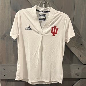 Adidas Women's Cream V-Neck Jersey with Red Logo